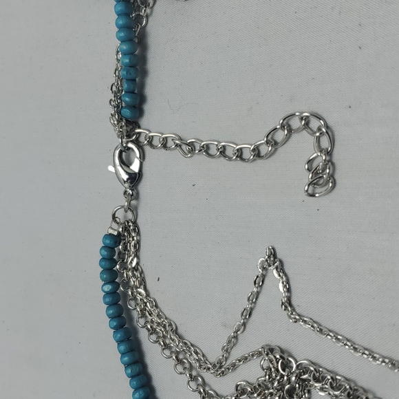 Bke silver chain with turquoise beads 4 strand necklace - Picture 4 of 4